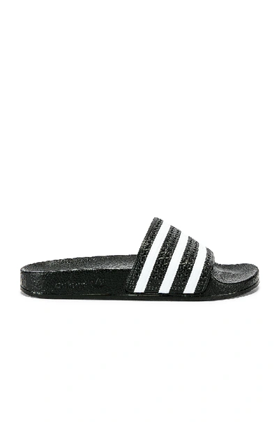 Adidas Originals Striped Pool Slides In Black