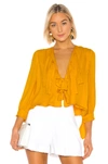 CYNTHIA ROWLEY CYNTHIA ROWLEY TENNESSEE TIE FRONT TOP IN YELLOW.,CROW-WS17