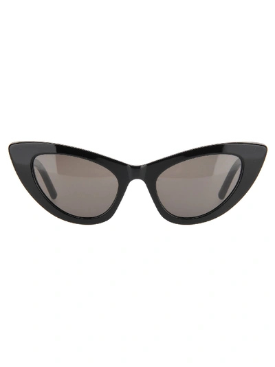 Saint Laurent Lily Cat-eye Acetate Sunglasses, Black In Black/gray