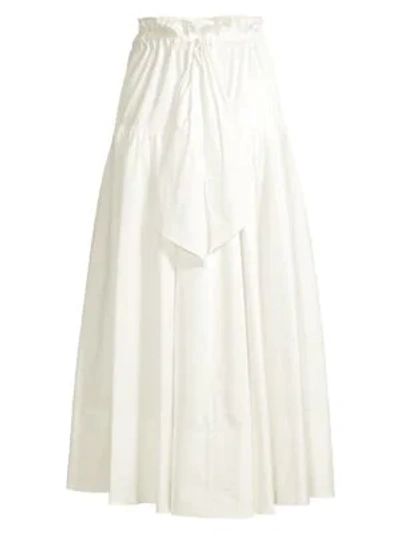 Amur Paperbag Waist Tie-front Cotton Skirt In White