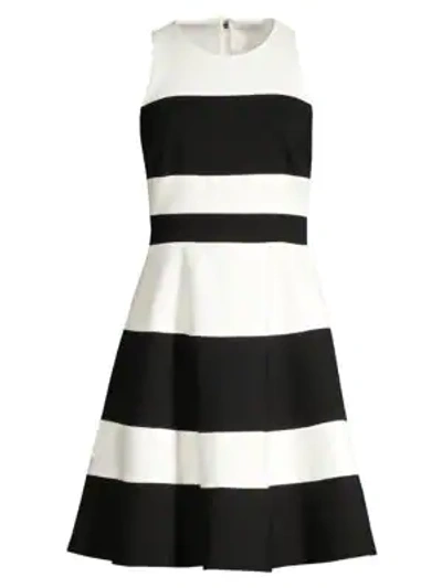 Kate Spade Striped A-line Ponte Dress In Black Multi