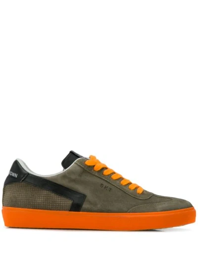 Leather Crown Two Tone Low Top Sneakers - 绿色 In Green