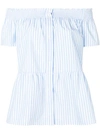 RED VALENTINO STRIPED OFF-SHOULDER BLOUSE