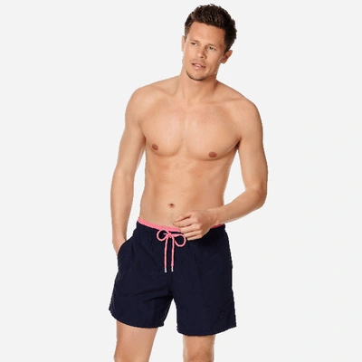 Vilebrequin Moka Mid-length Embroidered Swim Shorts In Blue
