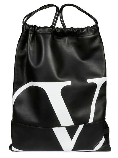 Valentino Garavani Logo Backpack In Oni Black White