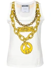 MOSCHINO MOSCHINO CHAIN-NECKLACE VEST TOP - 白色
