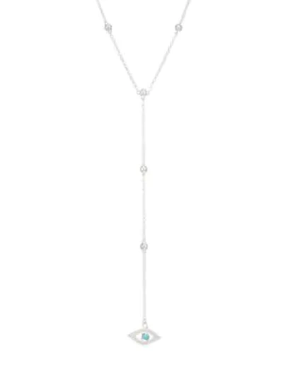 Astley Clarke Sterling Silver, White Sapphire & Turquoise Evil Eye Lariat Necklace