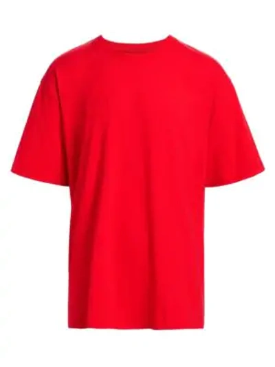 Off-white Embroidered Cotton Tee In Red