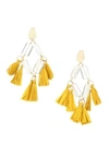 AKOLA Vila Meredith Crystal & Yellow Raffia Tassel Kite Earrings
