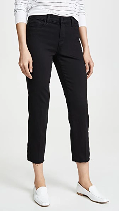 L Agence Sada Frayed Cropped High-rise Slim-leg Jeans In Black