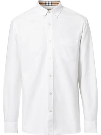 Burberry White Embroidered Logo Shirt
