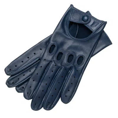1861 Glove Manufactory Arezzo - Men's Leather Driving Gloves In Jeans Blue Nappa Leather