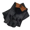 1861 Glove Manufactory Black / Brown Rome Spring - Men's Fingerless Driving Gloves In Blue And Camel In Black/brown