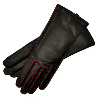 1861 Glove Manufactory Black / Red Foligno - Women's Leather Gloves In Black With Red Stitch In Black/red