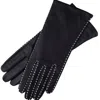 1861 Glove Manufactory Black / White Foligno - Women's Leather Gloves In Black With White Stitch In Black/white