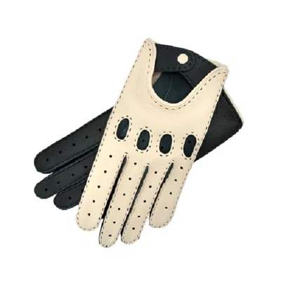 1861 Glove Manufactory Blue / Neutrals Rome - Women's Deerskin Driving Gloves In Creme And Blue