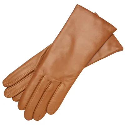 1861 Glove Manufactory Brown Marsala - Women's Minimalist Leather Gloves In Camel Nappa Leather