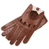 1861 Glove Manufactory Brown / Neutrals Rome - Men's Handsewn Lambskin Driving Gloves In Saddle Brown With Creme In Brown