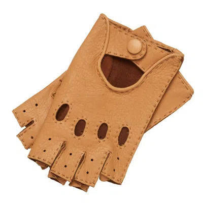 1861 Glove Manufactory Brown Rome Spring - Men's Deerskin Fingerless Driving Gloves In Natural