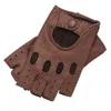 1861 Glove Manufactory Brown Rome Spring - Men's Deerskin Fingerless Driving Gloves In Taupe In Brown
