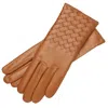 1861 Glove Manufactory Brown Trani - Women's Woven Leather Gloves In Camel In Brown