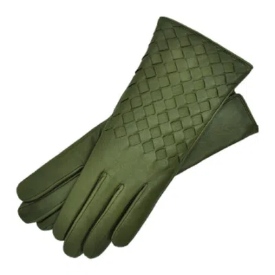 1861 Glove Manufactory Green Trani - Women's Woven Leather Gloves In Verde