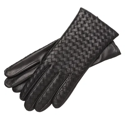1861 Glove Manufactory Intrecciato- Women's Woven Leather Gloves In Black
