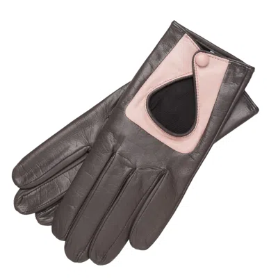 1861 Glove Manufactory Livorno - Women's Leather Gloves In Grey With Rose