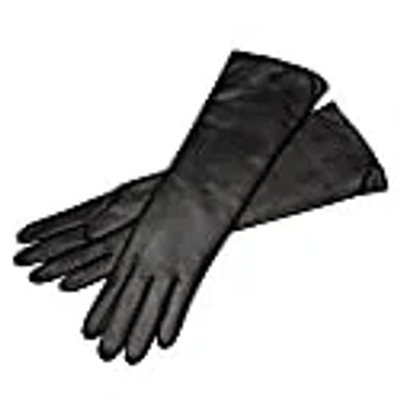1861 Glove Manufactory Marsala Long - Women's Leather Gloves In Black Nappa Leather