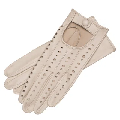 1861 Glove Manufactory Neutrals Rimini - Women's Leather Driving Gloves In Creme Nappa Leather In Black