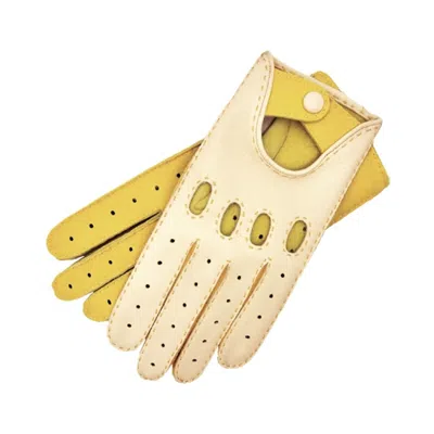 1861 Glove Manufactory Neutrals / Yellow / Orange Rome - Women's Deerskin Driving Gloves In Creme And Yellow In Yellow/orange