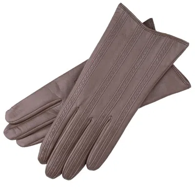 1861 Glove Manufactory Pavia - Zig Zag Pattern Women's Leather Gloves In Light Grey