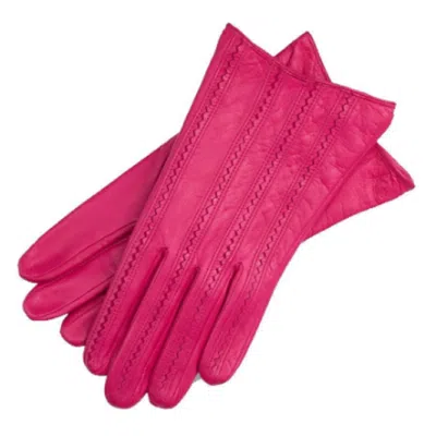 1861 Glove Manufactory Pink / Purple Pavia - Zig Zag Pattern Women's Leather Gloves In Hotpink In Pink/purple