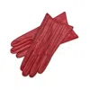 1861 Glove Manufactory Red Pavia - Zig Zag Pattern Women's Leather Gloves In Rosso In Red