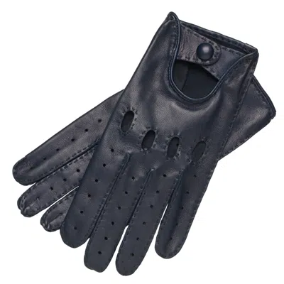 1861 Glove Manufactory Rome - Men's Handsewn Lambskin Driving Gloves In Blue Navy