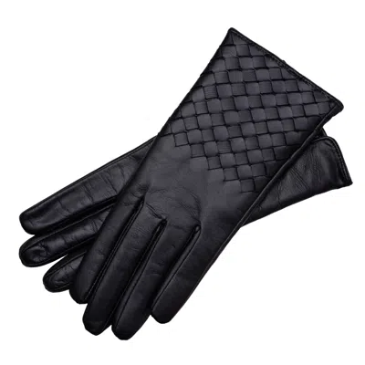 1861 Glove Manufactory Trani - Women's Woven Leather Gloves In Black