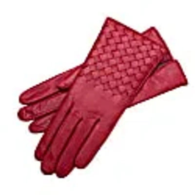 1861 Glove Manufactory Trani - Women's Woven Leather Gloves In Red
