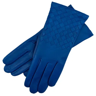1861 Glove Manufactory Trani - Women's Woven Leather Gloves In Royal Blue