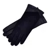1861 Glove Manufactory Varese - Women's Leather Gloves In Blue Navy Nappa Suede Leather In Blue