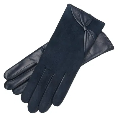 1861 Glove Manufactory Vittoria - Women's Suede Leather Gloves In Blue Navy