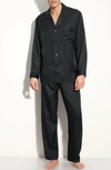Majestic Herringbone Stripe Silk Pajamas In Night