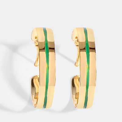 Aurelie Bidermann | Ajoncs Gold-plated Hoop Earrings With Emerald Green Enamel Detail