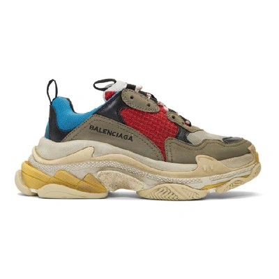 Balenciaga Triple S Logo-embroidered Leather, Nubuck And Mesh Sneakers In 4365