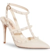 Valentino Rockstud Leather Slingback Pumps In White Leather