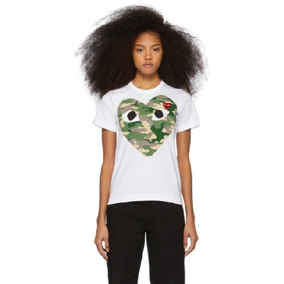 Comme Des Garçons Play Comme Des Garcons Play White And Red Camo Heart T-shirt