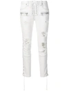 BEN TAVERNITI UNRAVEL PROJECT LACE-UP DISTRESSED SKINNY JEANS