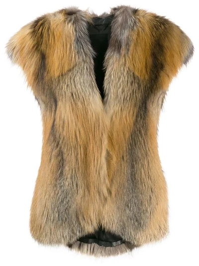 Liska Erino Fur Waistcoat In Brown