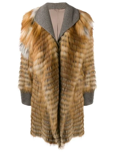 Liska Midi Fur Trimmed Coat - 棕色 In Brown