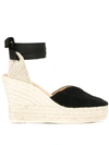Manebi Hamptons Suede Heart-shaped Wedge Espadrilles In Black