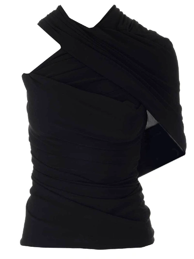 Balenciaga Draped Stretch Jersey One Shoulder Top In Black